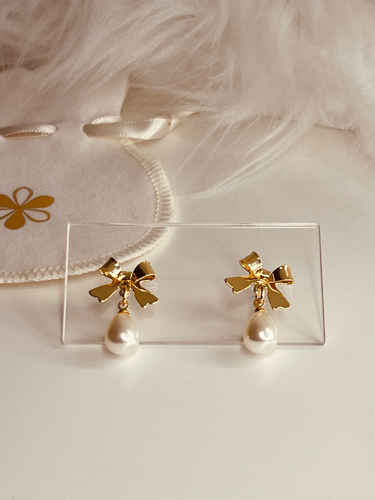 Bowknot Pearl Earrings